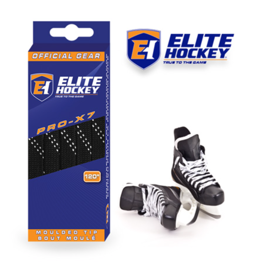 Elite Hockey Pro-X7 Moulded Tip Black/White Laces