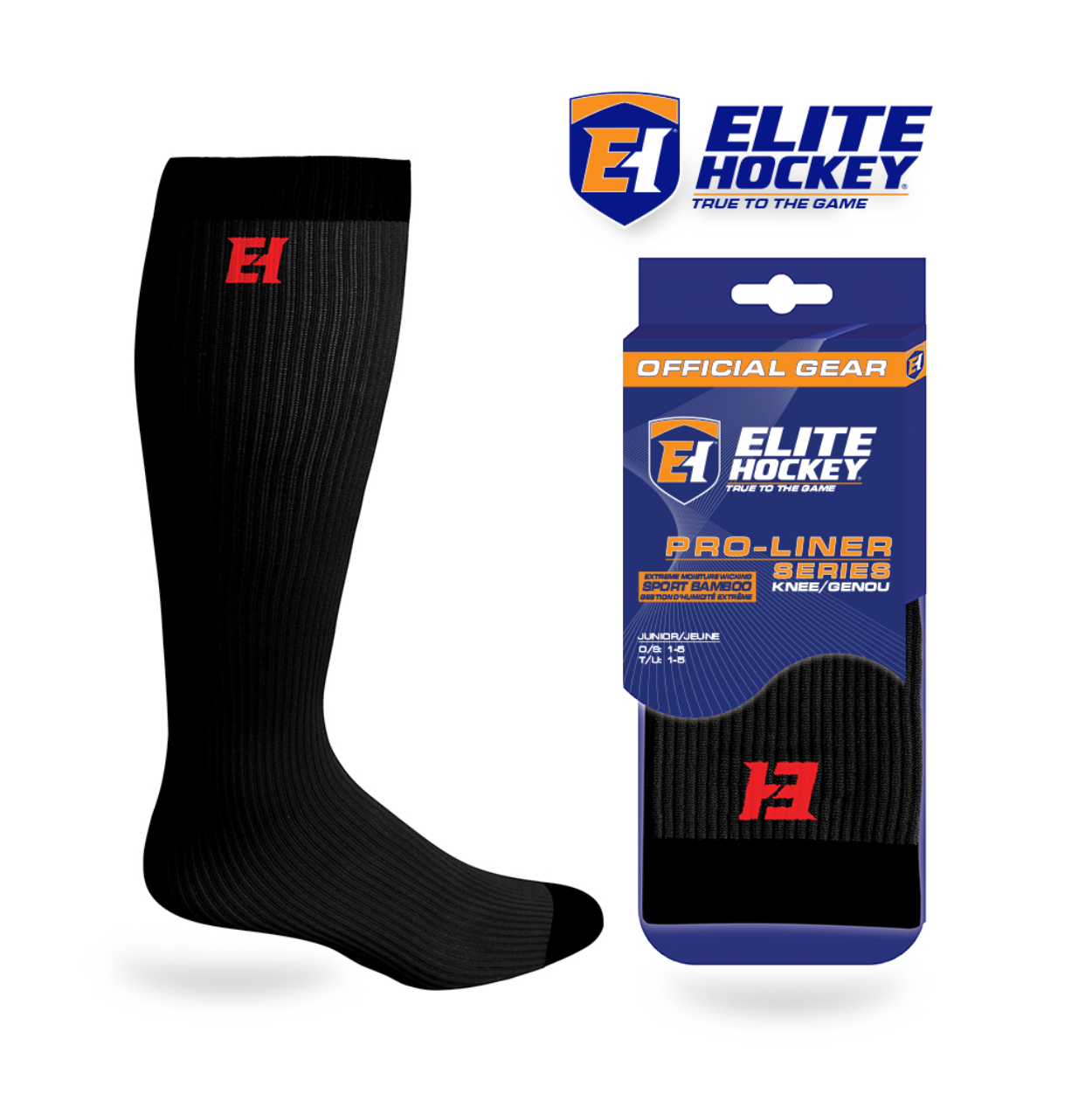 Elite Hockey Pro-Liner Series Black Socks